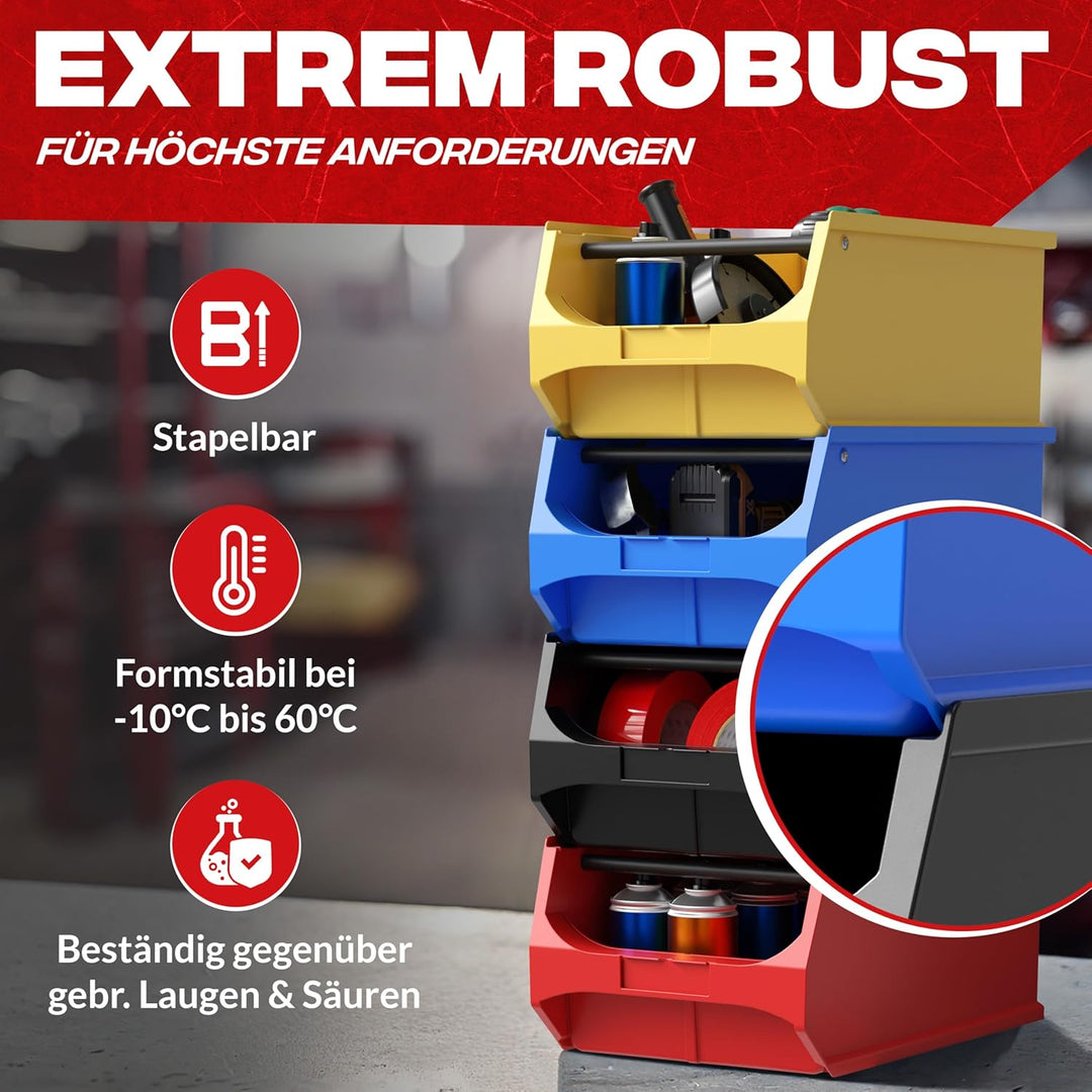 aidB Sichtlagerbox 500x300x200mm – ESD-Sortierbox für Kleinteile – Leitfähige Lagerbox für Werkstatt
