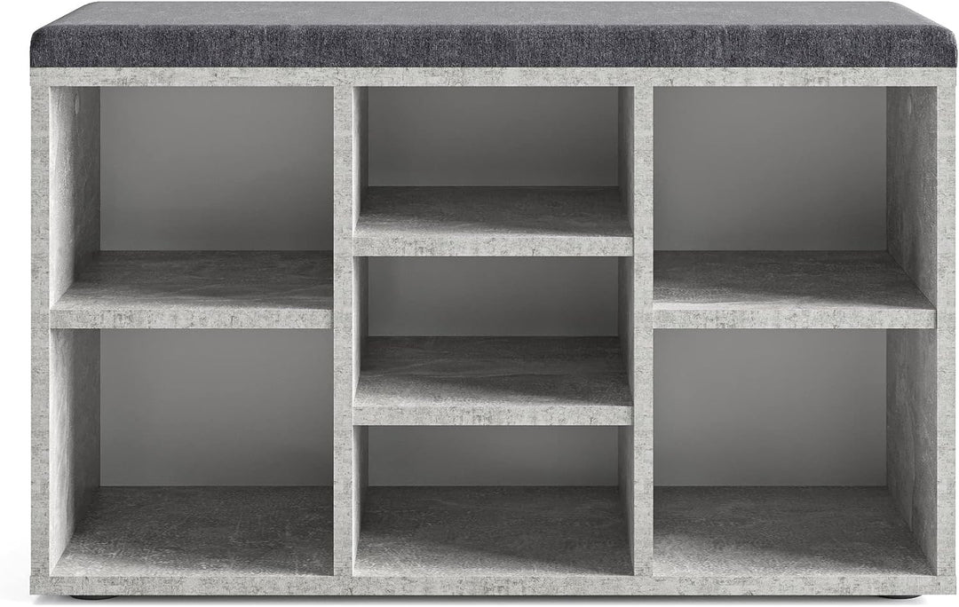 KOMTO Schuhbank mit Sitzfläche - Schuhregal Beton 80 x 50 x 30 cm Schuhschrank mit Sitzbank Flur Ban