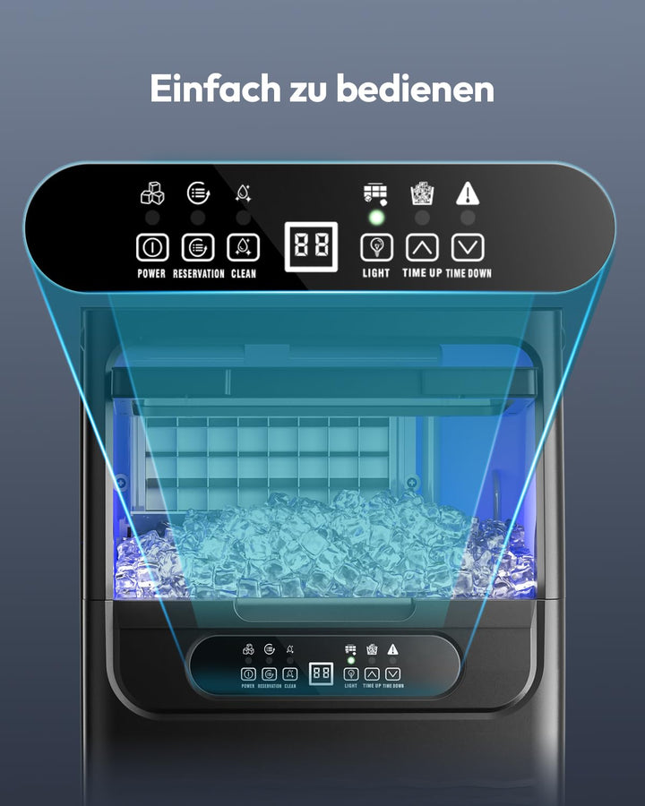 EUHOMY Gewerbliche Eiswürfelmaschine 32KG/24H | 36 Eiswürfel in 11 Min, Unterbau-Eismaschine mit Was