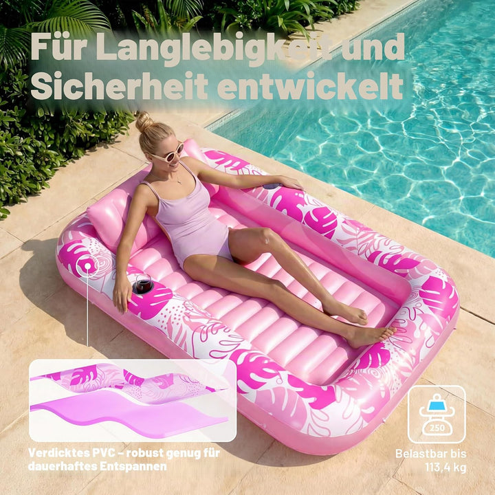 SLOOSH Aufblasbare Tanning Pool, 70" x 46"/ 85" x 57" Grosse aufblasbarer Luftmatratze für Erwachsen