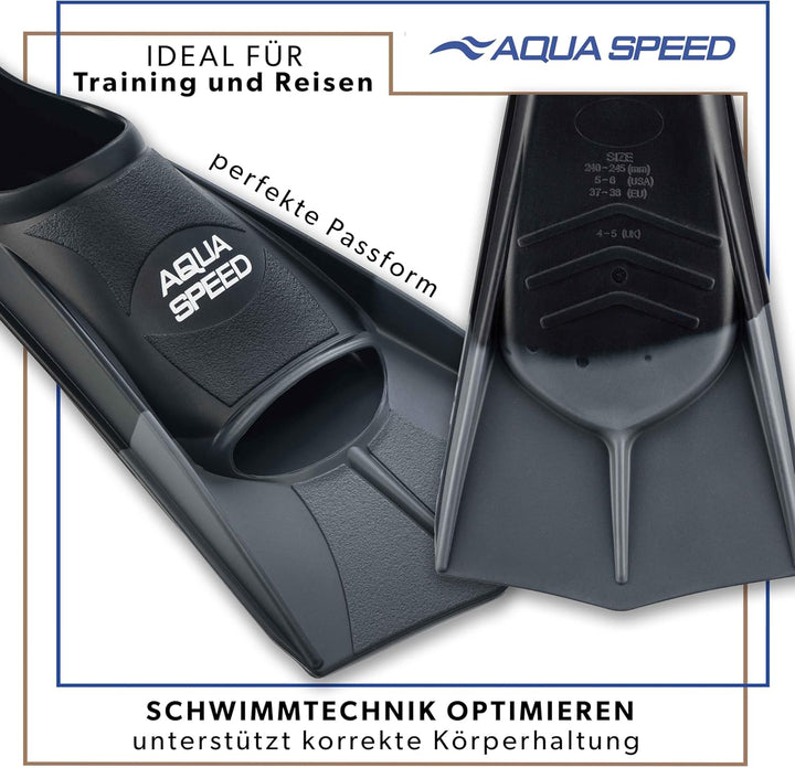 Aqua Speed Kurze Schwimmflossen für Erwachsene und Kinder I HIGH TECH | weiche Trainingsflossen I le