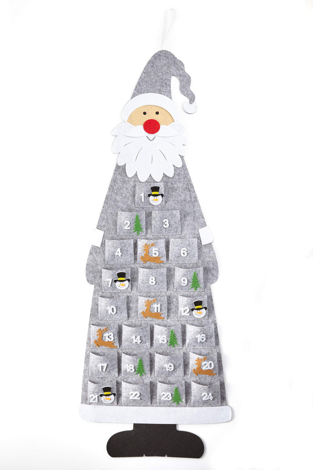 HEITMANN DECO Filz-Adventskalender Santa - Adventskalender zum Befüllen und Aufhängen - Weihnachtsma