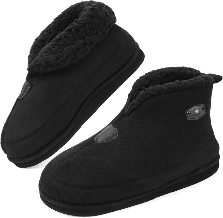 KuaiLu Hausschuhe Boots Herren Winter Filz Hausstiefel Warm Plüsch Flauschige Fell Hüttenschuhe Kusc
