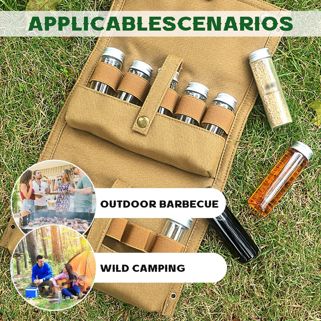 Tissting Gewürzgläser Set, 10 Pcs Gewürzstreuer Camping Outdoor Gewürztasche Camping Gewürze Set Tra