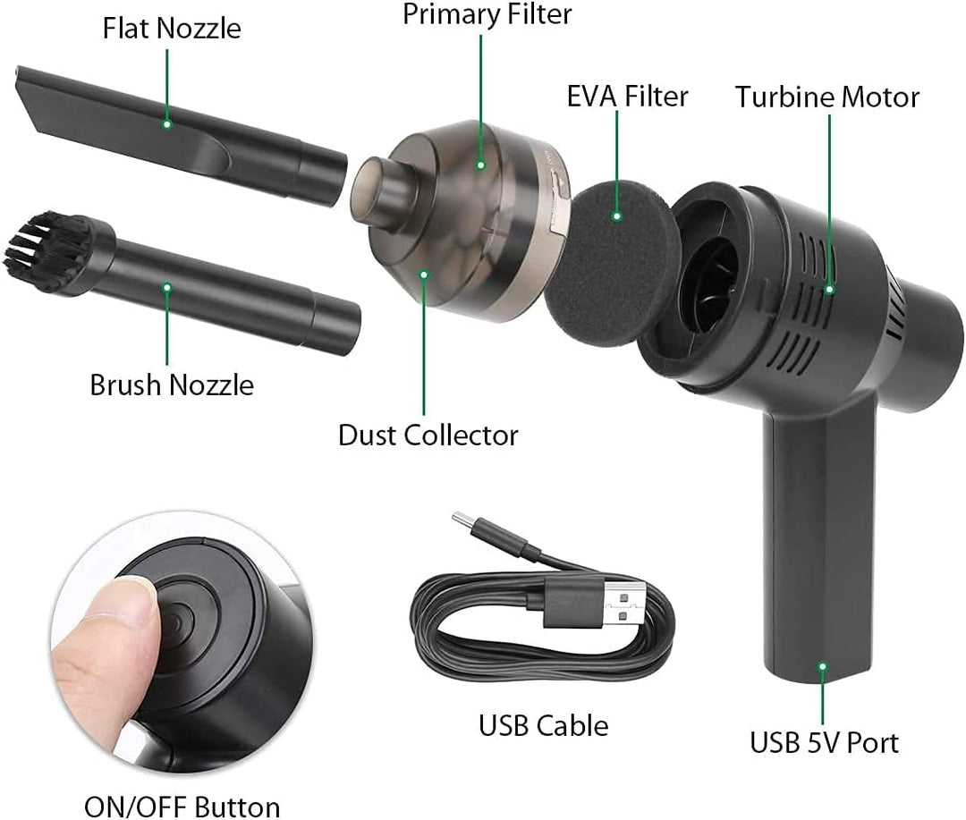 Kabelloser Mini-Computer-Staubsauger, tragbar, wiederaufladbar, Auto-Staubsauger-Set – Reinigung von