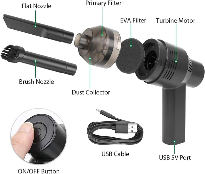 Kabelloser Mini-Computer-Staubsauger, tragbar, wiederaufladbar, Auto-Staubsauger-Set – Reinigung von
