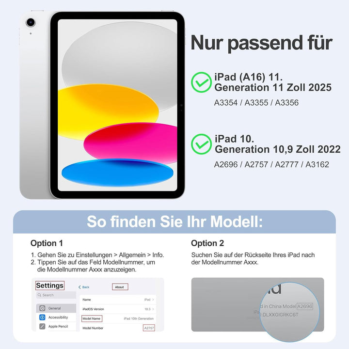 drivego Tastatur Hülle mit Maus for iPad A16 11/10 Generation (11/10.9 Zoll 2025/2022), Bluetooth Ma