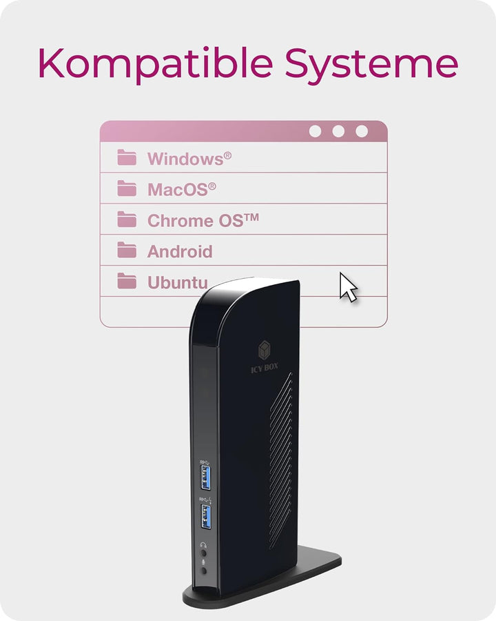 ICY BOX USB-C Docking Station (11-in-1) für 2 Monitore (2x DisplayPort), 4K 60Hz, 6-fach USB 3.0 HUB