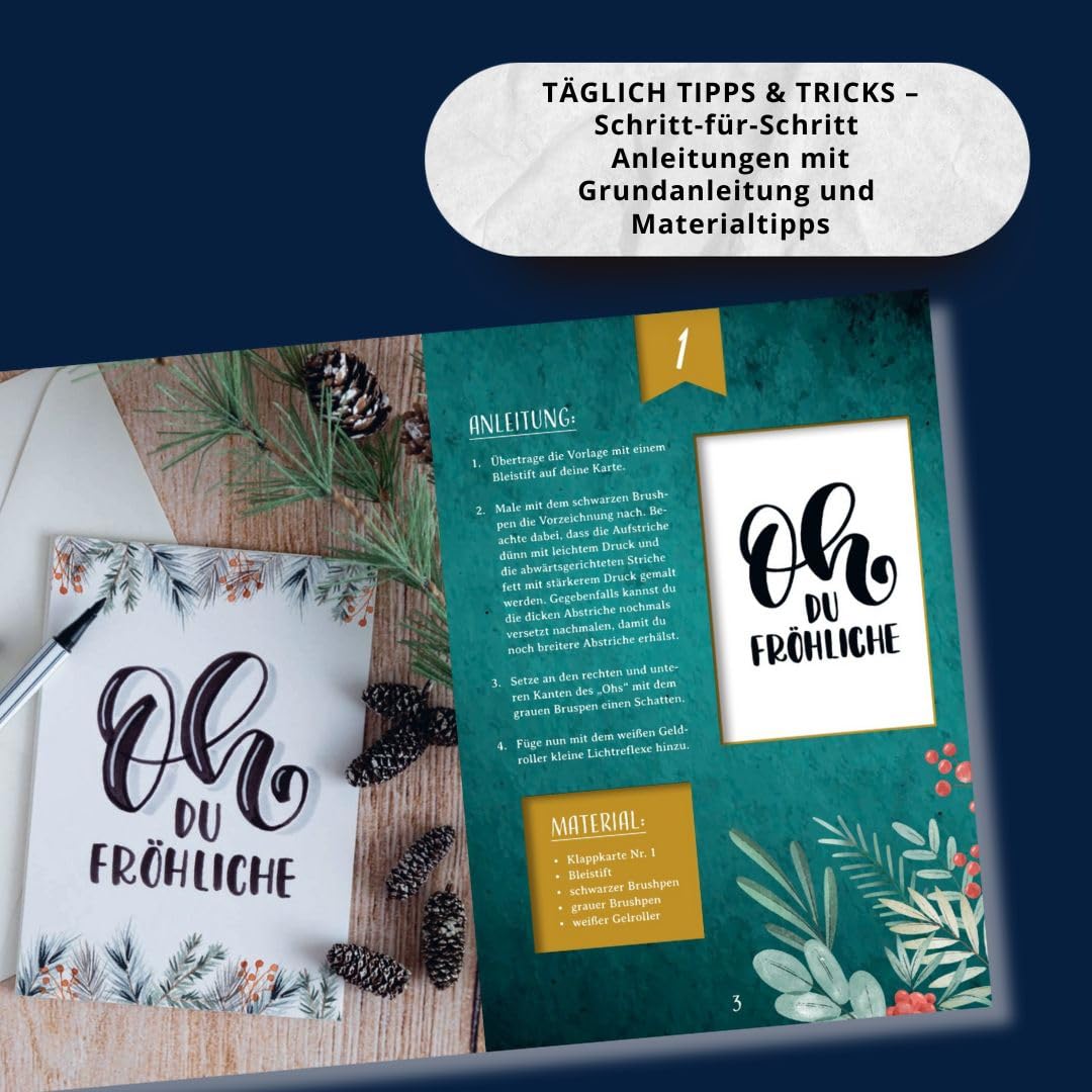 In der Weihnachtsletterei. Adventskalender: Handlettering Adventskalender. Mit 24 Grusskarten und tä