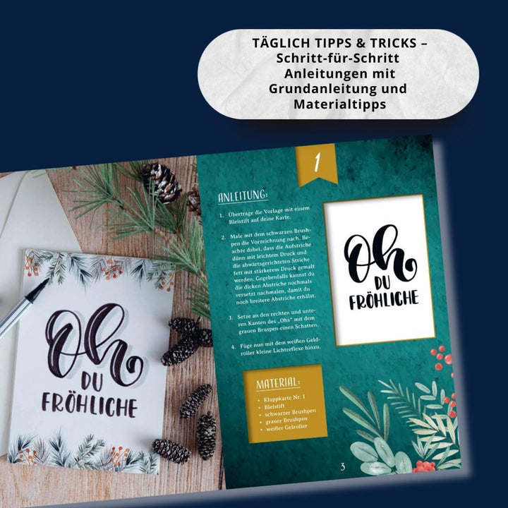 In der Weihnachtsletterei. Adventskalender: Handlettering Adventskalender. Mit 24 Grusskarten und tä