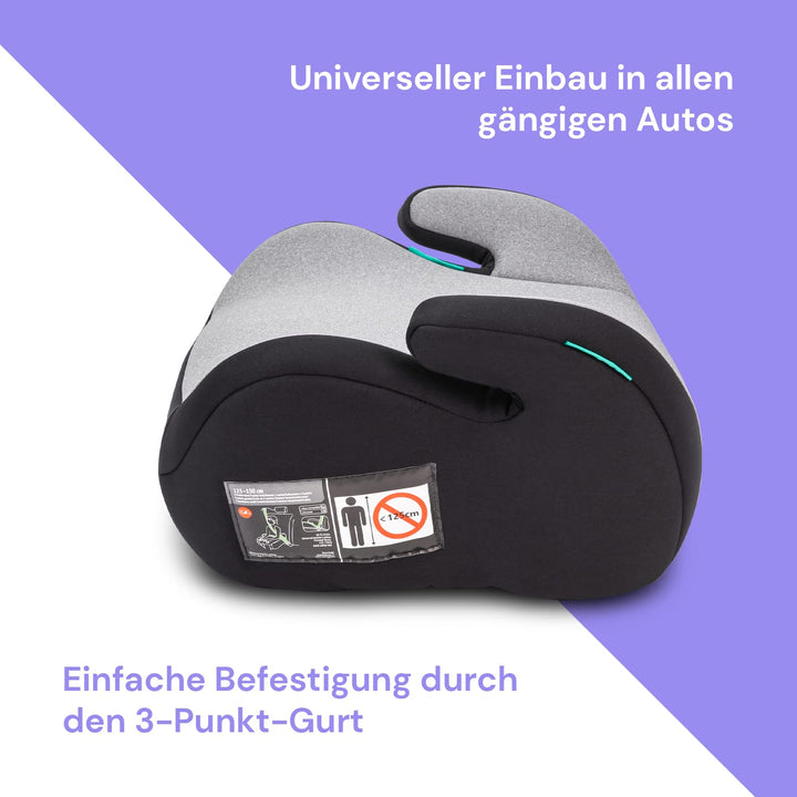 Booboo Safety Madrid Sitzerhöhung auto kinder ohne Isofix 125 bis 150 cm, i-Size - Black Grey