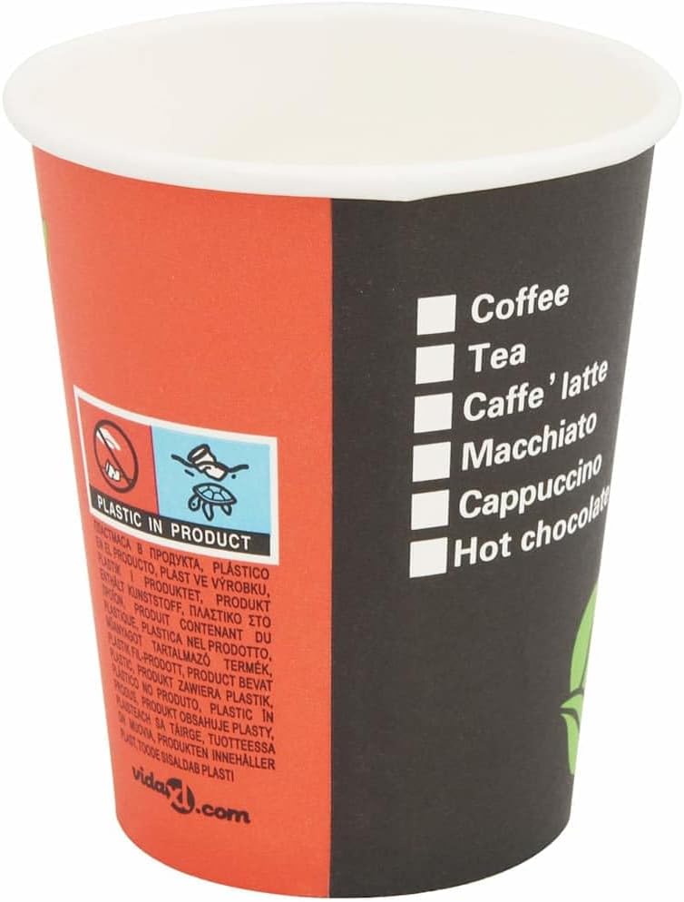 vidaXL 1000x Einweg-Kaffeebecher 240 ml 8 oz Pappbecher Coffee to go Becher 240 Milliliter, 240 Mill