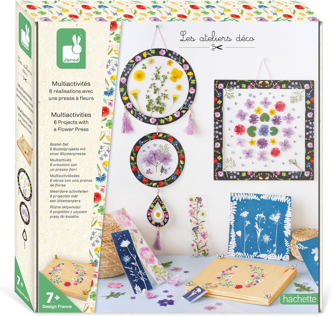 Janod - Blumenpresse für Kinder - 6 Bastelaktivitäten - Les Ateliers Déco - Kreatives Hobby Kinder -