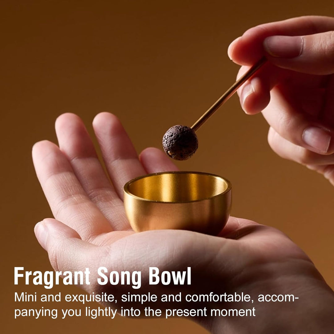 Tibetische Klangschale Set Klein, 3 Stück Mini Klangschalen Set Handgefertigt mit Messingklöppel & K