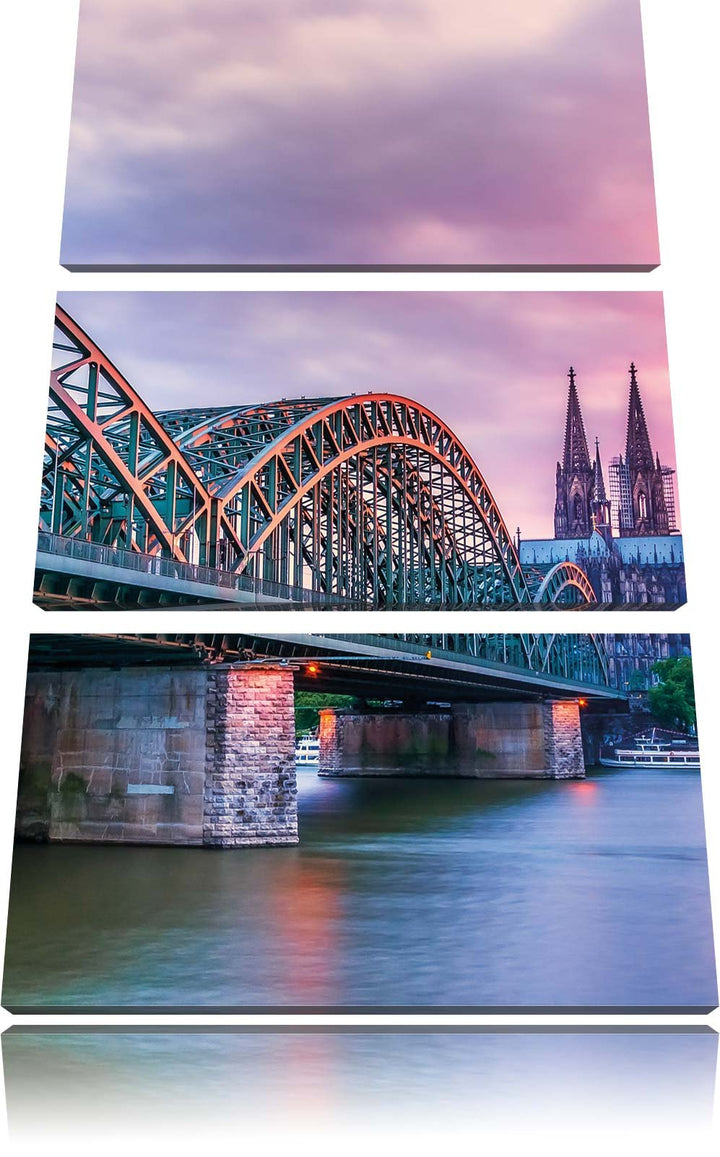 Pixxprint Hohenzollernbrücke in Köln als Leinwandbild/Grösse: 3 Teilig (120x80 cm) cm/Wandbild/Kunst