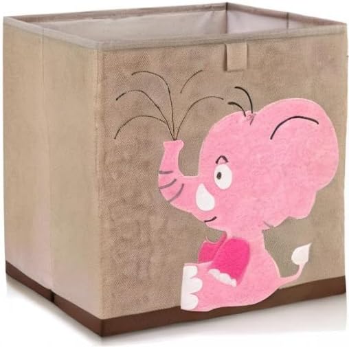 Aufbewahrungsbox Kinder mit Elefant Motiv I Spielzeugbox mit Tiermotiv passend für Würfelregale I Or