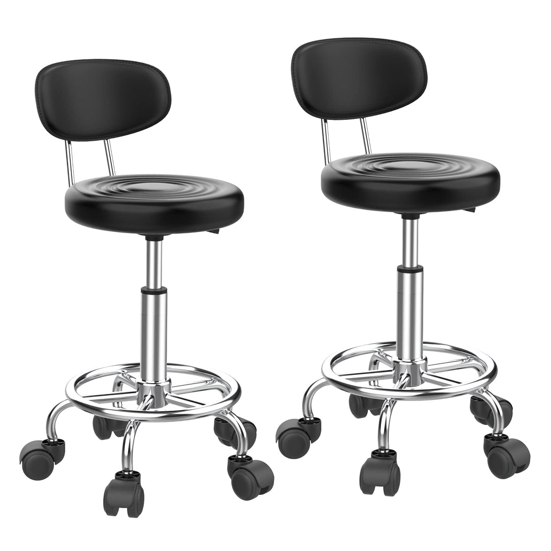 Lvhecforhm Bürostuhl mit Lehne, Rollhocker 2er Set, Arbeitshocker Höhenverstellbar, 360° Rotating Se