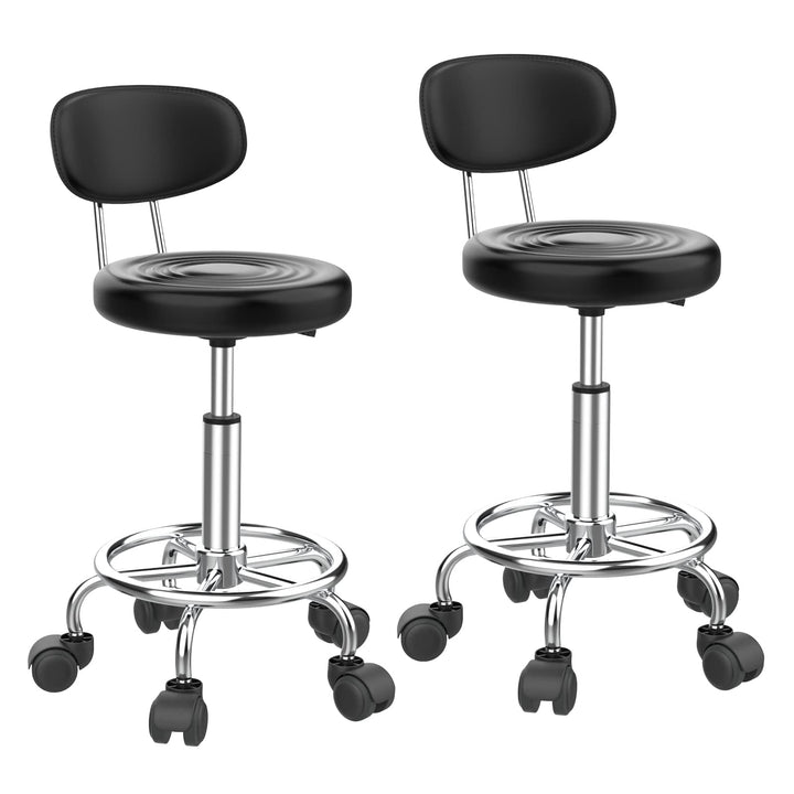 Lvhecforhm Bürostuhl mit Lehne, Rollhocker 2er Set, Arbeitshocker Höhenverstellbar, 360° Rotating Se