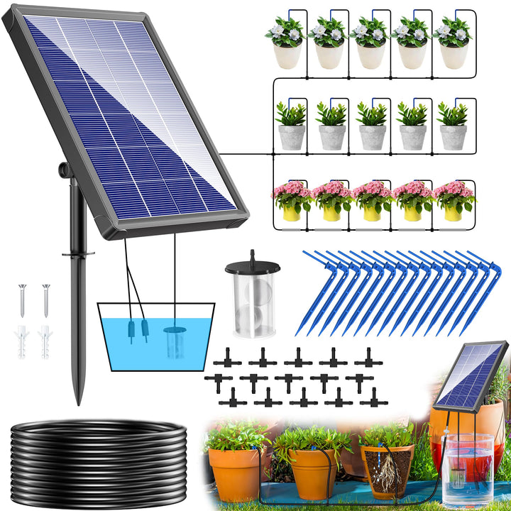 Biling Solar Bewässerungssystem Balkon 15M Solar-Bewässerungssystem Garten 3.5W Automatische Bewässe