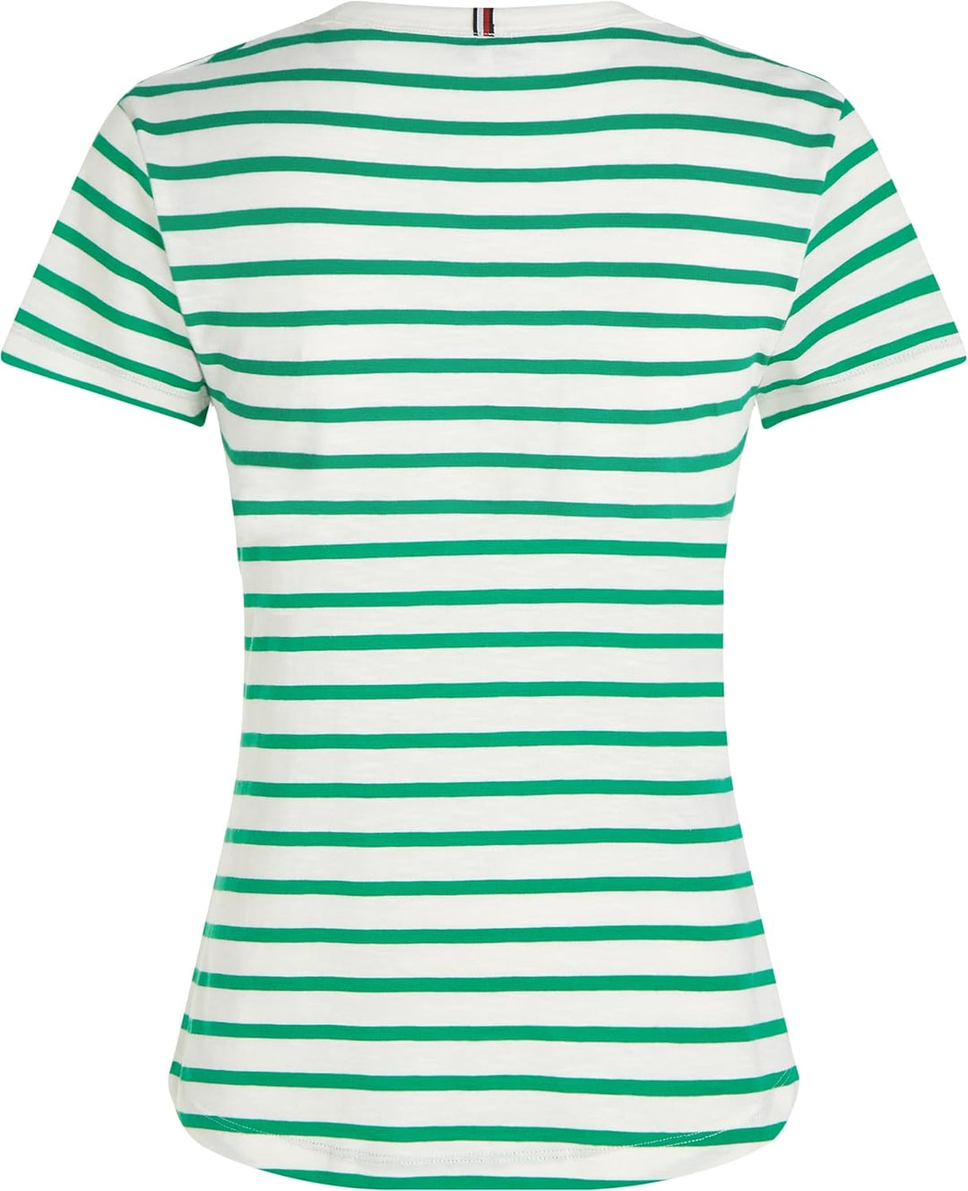 Tommy Hilfiger Damen T-Shirt Kurzarm 1985 Slub Slim Fit XL Grün (Breton Ecru/Olympic Green), XL Grün