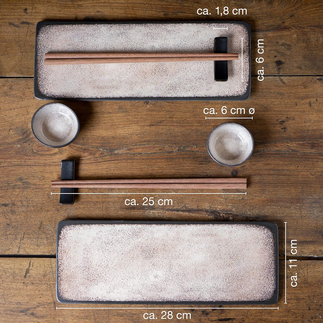 Moritz & Moritz VIDA 10-tlg. Sushi Geschirr Set für 2 Personen - Sushi Servierset mit 2x Sushi-Telle
