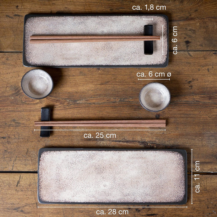 Moritz & Moritz VIDA 10-tlg. Sushi Geschirr Set für 2 Personen - Sushi Servierset mit 2x Sushi-Telle
