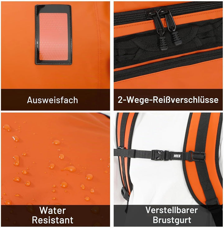 MIER Grosse Sporttasche wasserdicht Sportrucksack mit Schuhfach umwandelbar in Rucksack, 45L/60L/90L