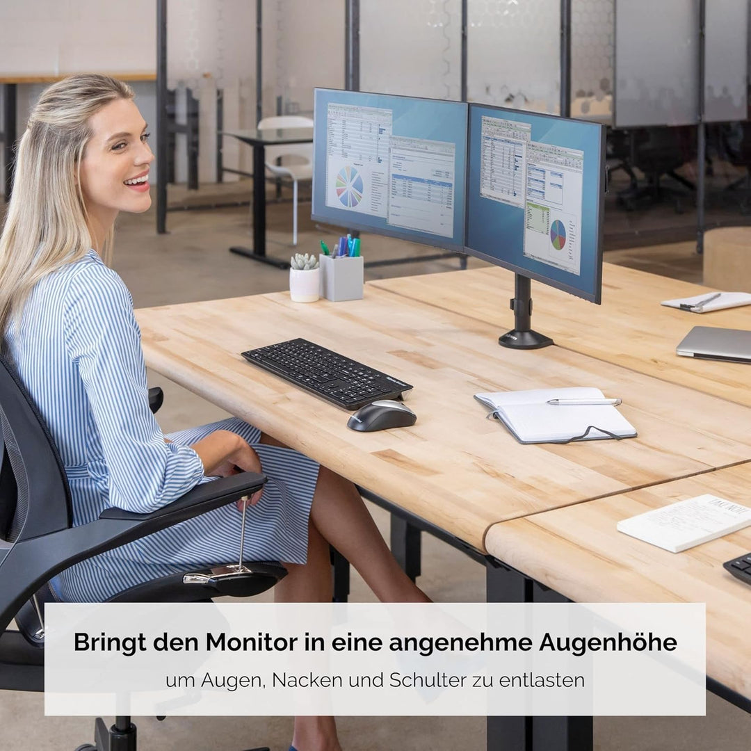 Fellowes Monitor Halterung 2 Monitore - Monitor Arm für 2 Bildschirme bis 68,5 cm (27 Zoll) - bis 18