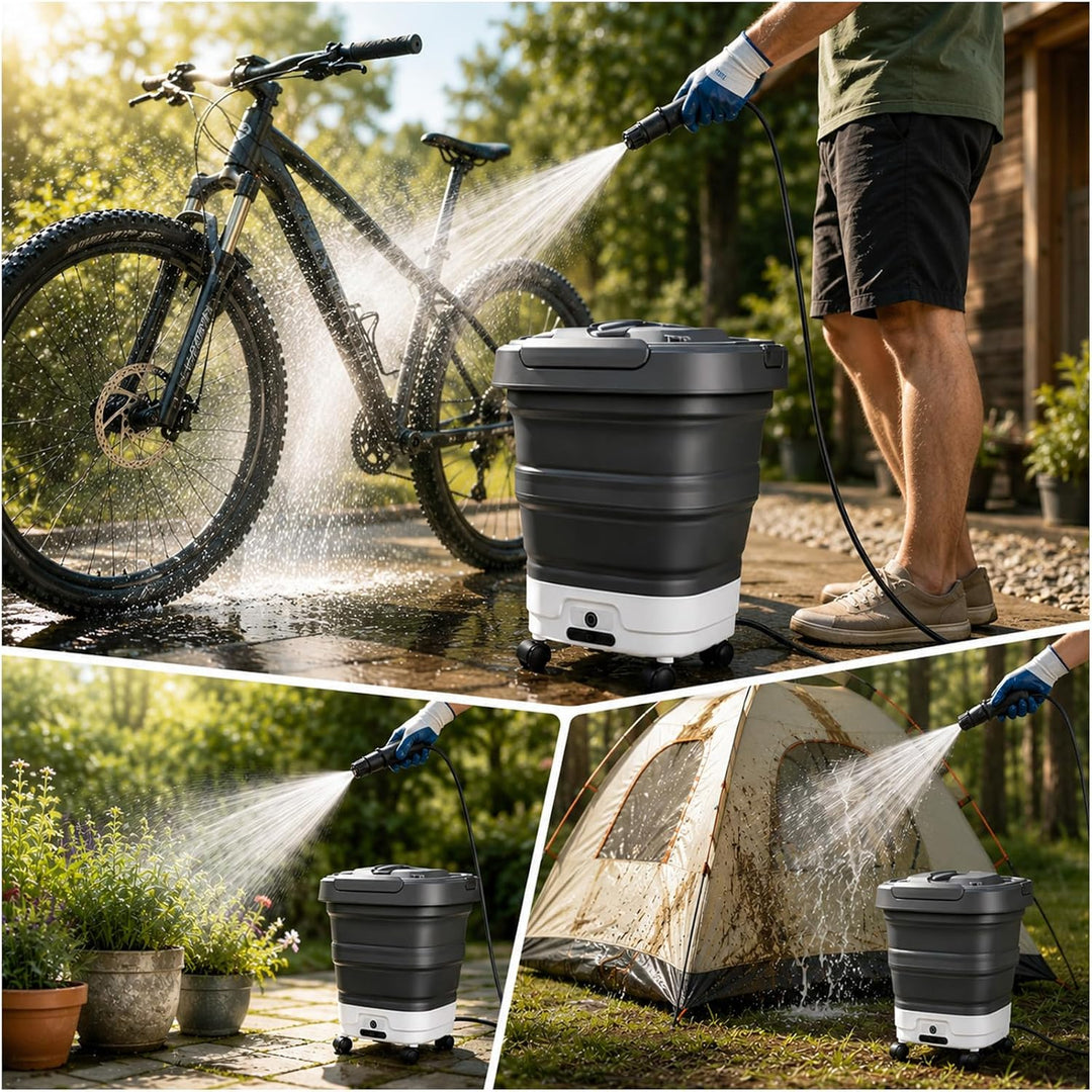 Faltbarer Tragbarer Hochdruckreiniger mit 12L Wassertank von WanderS – Kabelloser Akku Druckreiniger