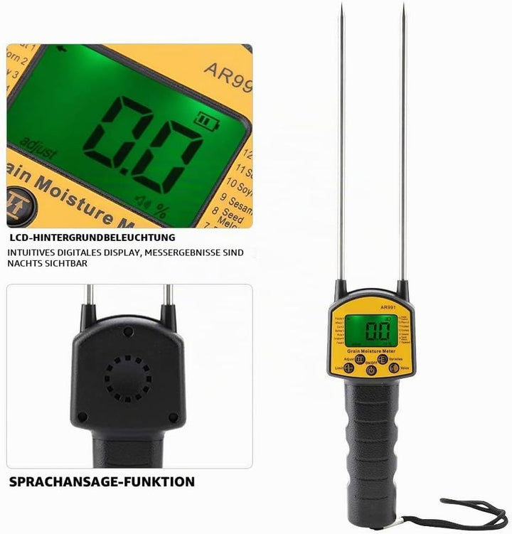 Lebensmittel-Feuchtigkeitsmesser, Tragbarer Getreide-Feuchtigkeitsmesser, Robuster, Genauer Lebensmi