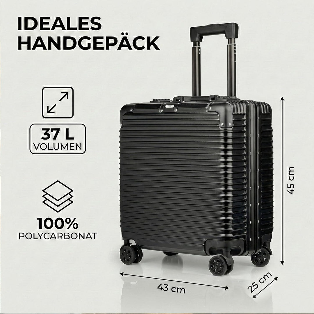 POSH Piloten Koffer Handgepäck Hartschale - Aluminium Rahmen & Schnappverschluss - 37L Business 45x4