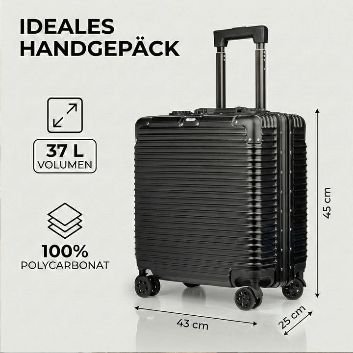 POSH Piloten Koffer Handgepäck Hartschale - Aluminium Rahmen & Schnappverschluss - 37L Business 45x4