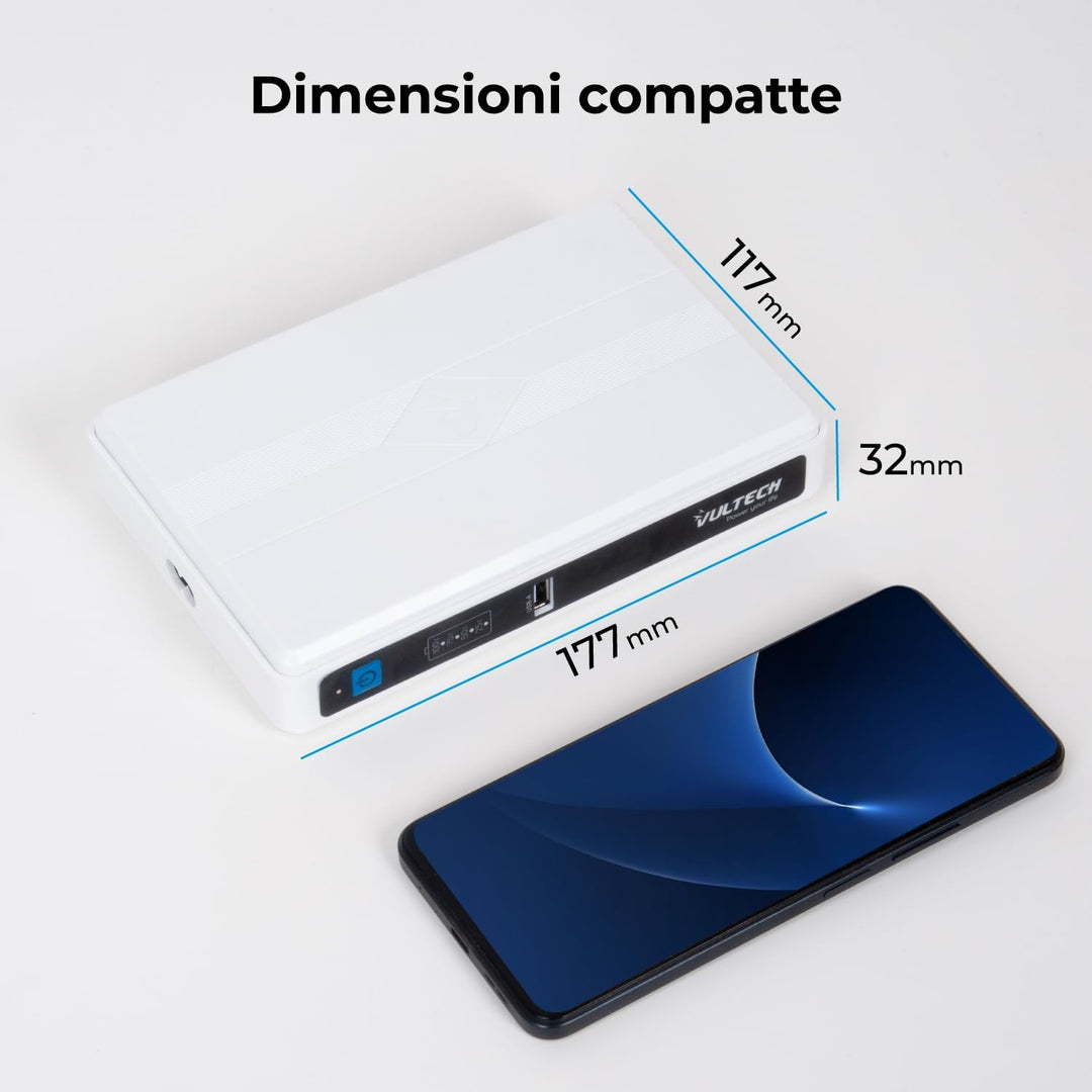 VulTech UPS60PWTC-DC Mini USV 4350 mAh 60 Watt 0ms Tragbare Unterbrechungsgruppe für Router Wireless