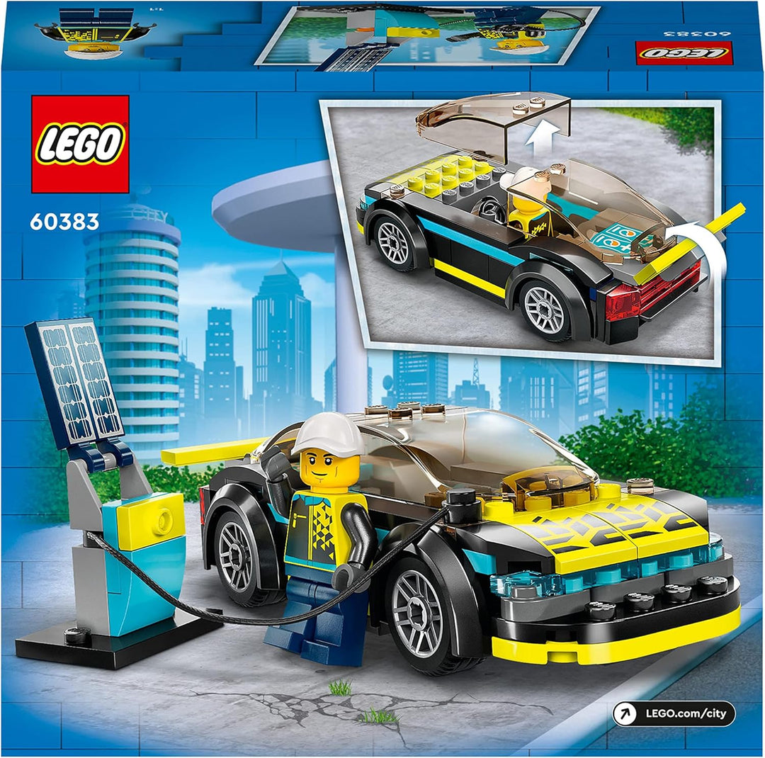 LEGO 60383 City Elektro-Sportwagen Set, Rennwagen mit Minifigur, Spielzeugauto für Jungen und Mädche