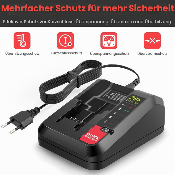 ASUNCELL 2A Li-ion Akku Ladegerät Kompatibel mit Black &amp; Decker Lithium-Akku, 18V Schnell-Ladegerät