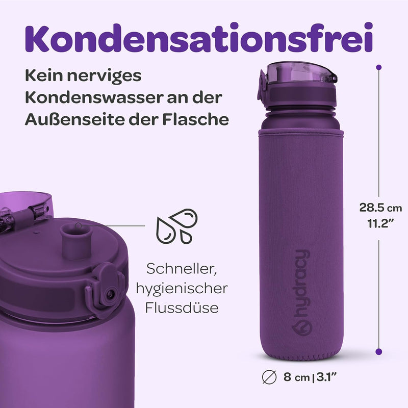 Hydracy Trinkflasche mit Fruchteinsatz - 1L Wasserflasche - BPA-freie Trinkflasche mit Zeitmarkierun