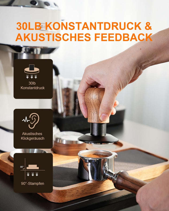 KOFIKOFI 53.3mm Kaffee Tamper mit Base Ripple Doppelfeder 30lbs Anpressdruck Espresso Tamper 304 Ede