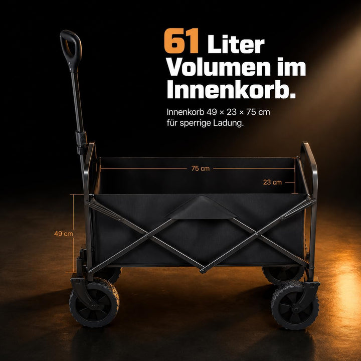 ONBEST Bollerwagen faltbar - Plus Regenschutz - Faltbollerwagen - Bollerwagen Für viele Anwendungen
