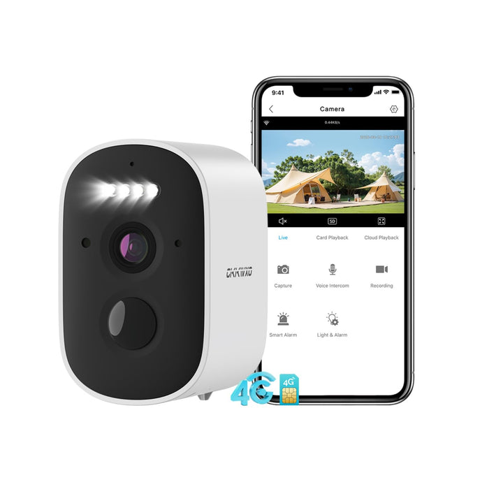 4G Überwachungskamera Akku mit SIM Karte, 2.5K 5MP Kamera Ohne WLAN, Farb Nachtsicht, Bewegungserken