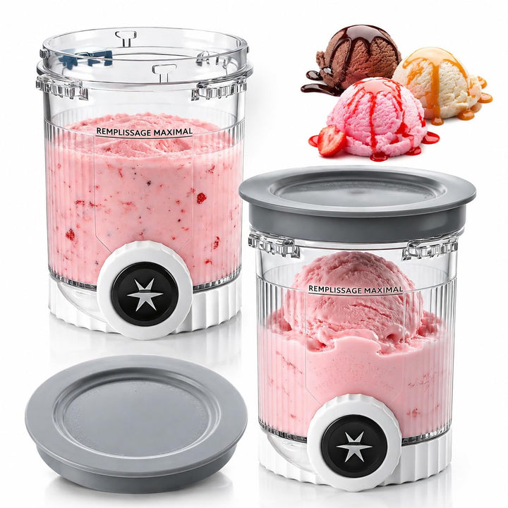 Qingning 2 Stück Behälter für Ninja Swirl by CREAMi, 480 ml Eisbehälter für Ice Cream, Kompatibel mi