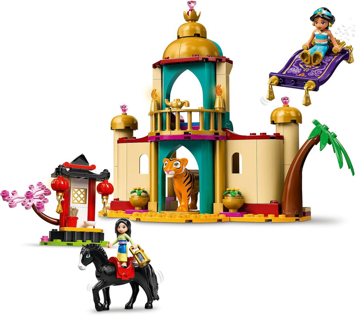 LEGO 43208 Disney Jasmins und Mulans Abenteuer, Prinzessinnen-Spielzeug zum Bauen mit Mini-Puppen, P