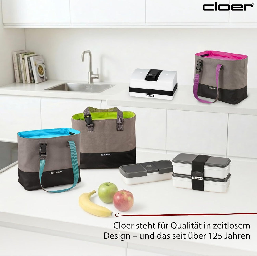 Cloer 800S1-1 Lunch Care System - Bento Box 5-teilig, XXL- Format 2100ml, unterteilbar mit auslaufsi