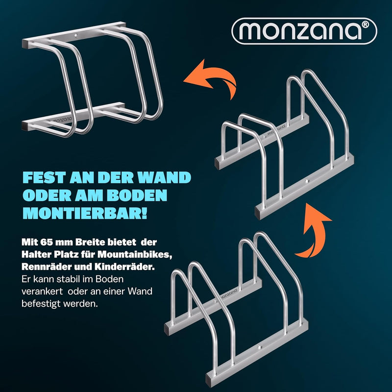 MONZANA® Fahrradständer für 2 Fahrräder 30-65 mm Reifenbreite 37 cm Radabstand Radständer Mehrfachst