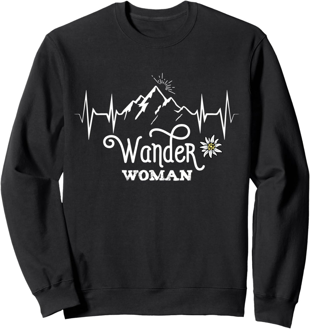 Wander Woman Berge Herzschlag Puls Wandern Lustiger Spruch Sweatshirt