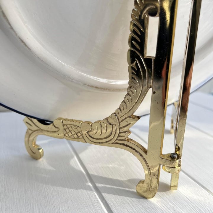 2 grosse Metall-Staffeleien, Messing-Finish, Tellerhalter, Präsentationsständer, Metallrahmenhalter