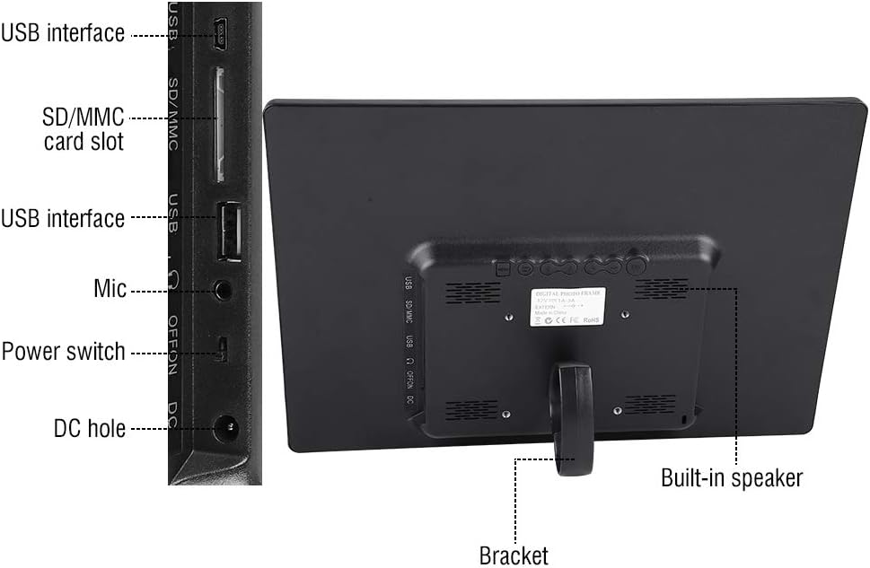 Digitaler Bilderrahmen,15,4 Zoll 1280x800HD Digital Photo Bilderrahmen Wecker Player Album Fernbedie