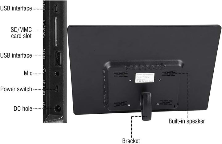 Digitaler Bilderrahmen,15,4 Zoll 1280x800HD Digital Photo Bilderrahmen Wecker Player Album Fernbedie