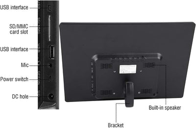 Digitaler Bilderrahmen,15,4 Zoll 1280x800HD Digital Photo Bilderrahmen Wecker Player Album Fernbedie