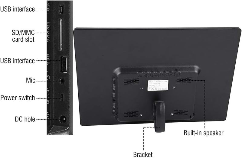 Digitaler Bilderrahmen,15,4 Zoll 1280x800HD Digital Photo Bilderrahmen Wecker Player Album Fernbedie