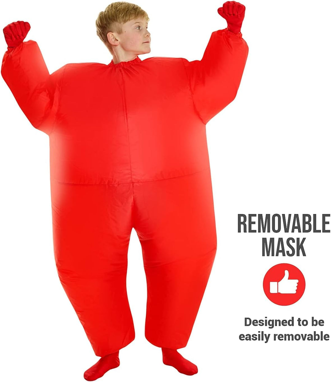 Morph Rotes Aufblasbares Kostüm für Kinder, Megamorph - Einheitsgrösse, Rot